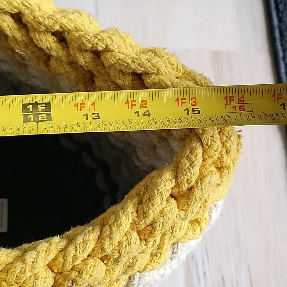 Ugg Rainbow Gradient Thick Rope Basket Yellow Gold Gray Medium Size 12 x 16